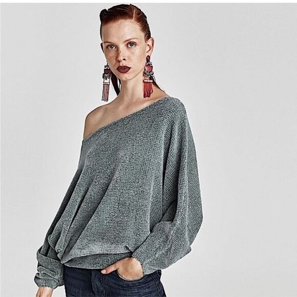 *New* Zara Cosy Knit Off Shoulder Batwing Sweater - Picture 1 of 8
